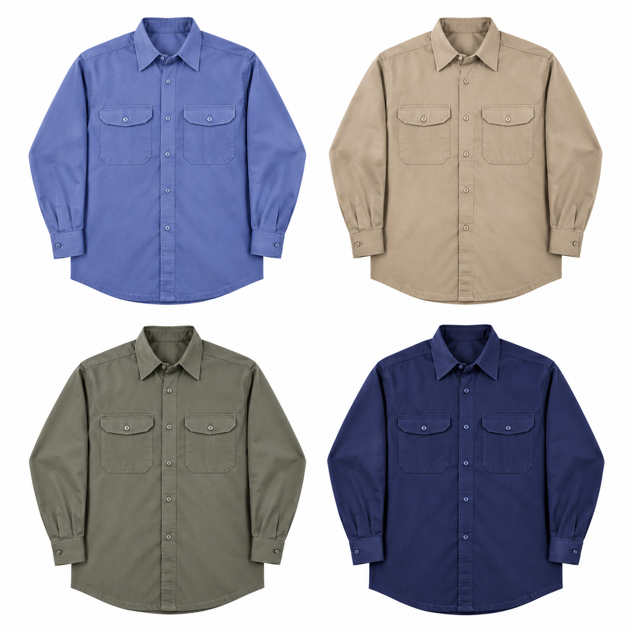Camisa de Trabajo OMBU 100% algodón en cuatro colores