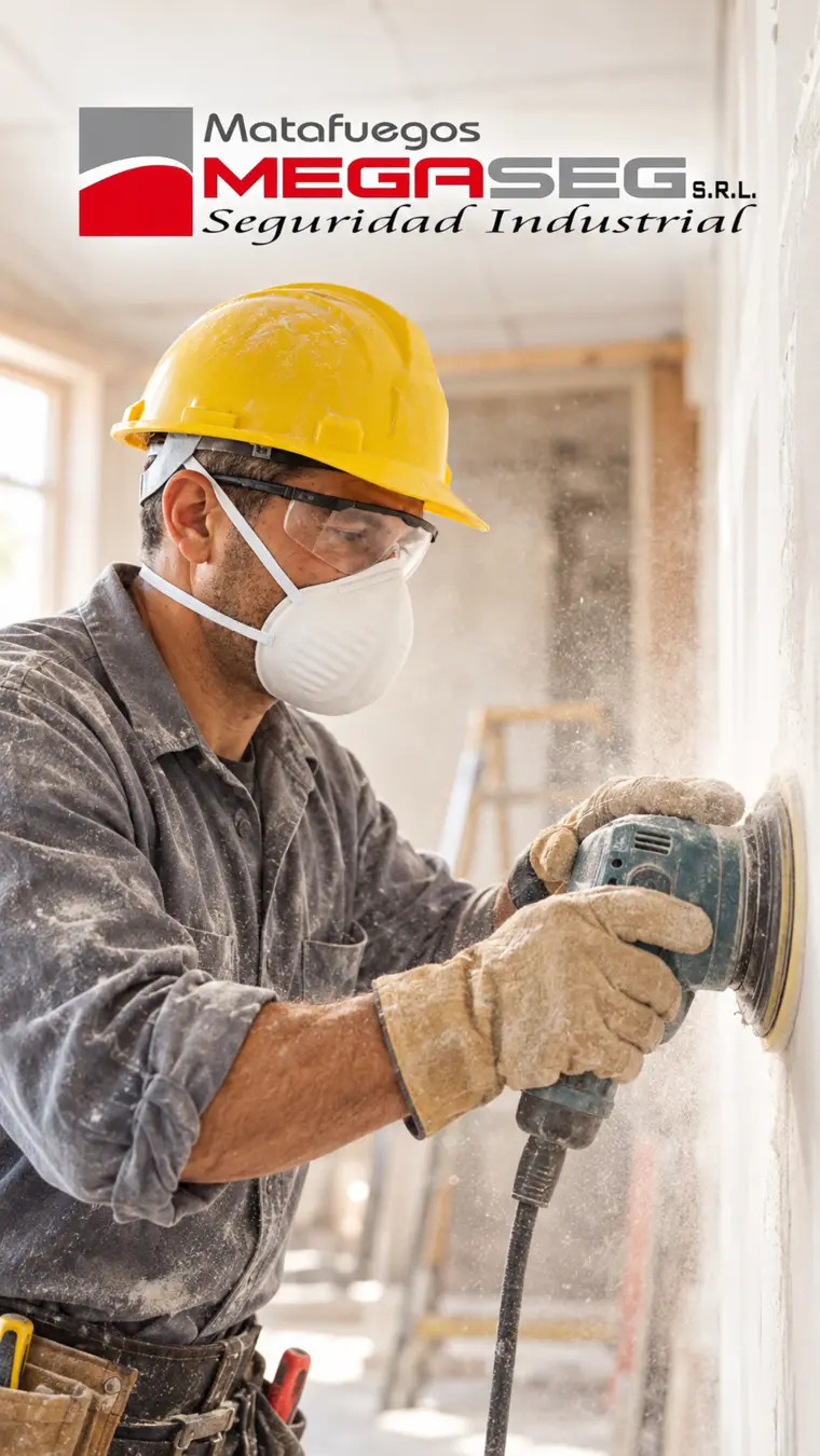Trabajador utilizando la mascarilla Frávida 5415 durante lijado